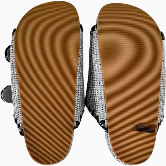 Loeffler Randall Theo Sandal 7 Blue Black Raffia Woven Platform Slide - Picture 10 of 12